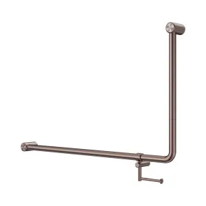 Mecca Care 32mm DDA Accessible Toilet 90 Degree Bent Tube Grab Rail 600X1000mm With Toilet Roll Holder Brushed Bronze by NERO, a Accessible for sale on Style Sourcebook