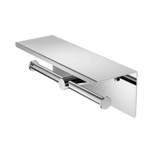 Mecca Double Toilet Roll Holder With Shelf Chrome by NERO, a Toilet Paper Holders for sale on Style Sourcebook
