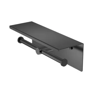 Mecca Double Toilet Roll Holder With Shelf Gun Metal by NERO, a Toilet Paper Holders for sale on Style Sourcebook