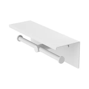 Mecca Double Toilet Roll Holder With Shelf Matte White by NERO, a Toilet Paper Holders for sale on Style Sourcebook