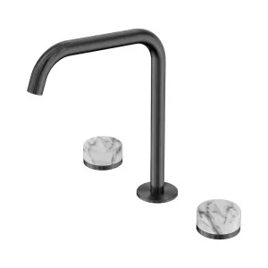 Serenity Bath/Kitchen Set Edge Spout With Arabescato Corchia Handle Gun Metal by NERO, a Kitchen Taps & Mixers for sale on Style Sourcebook