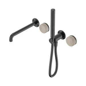 Serenity Progressive Shower System With Spout With Rome Travertine Handle And Slim Shower Brushed Nickel by NERO, a Shower Heads & Mixers for sale on Style Sourcebook