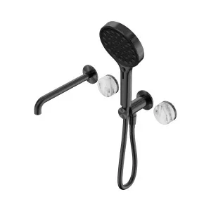 Serenity Progressive Shower System With Spout With Arabescato Corchia Handle And Serenity Hand Shower Gun Metal by NERO, a Shower Heads & Mixers for sale on Style Sourcebook