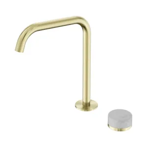 Serenity Progressive Bath/Kitchen Mixer Edge Spout With Carrara Handle Brushed Gold by NERO, a Kitchen Taps & Mixers for sale on Style Sourcebook