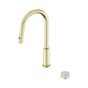 Serenity Progressive Pull Out Kitchen Set With Carrara Handle Brushed Gold by NERO, a Kitchen Taps & Mixers for sale on Style Sourcebook