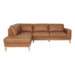 Dante 2.5 Seater Sofa + Chaise LHF in Urbane Leather Light Brown by OZ Design, a Sofas for sale on Style Sourcebook
