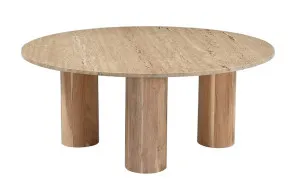 Adara Coffee Table Travertine & Acacia Wood by James Lane, a Coffee Table for sale on Style Sourcebook