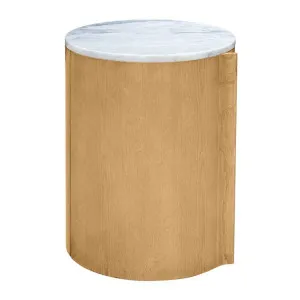 Curve Light Oak & Carrara Marble Bedside Table by James Lane, a Bedside Tables for sale on Style Sourcebook