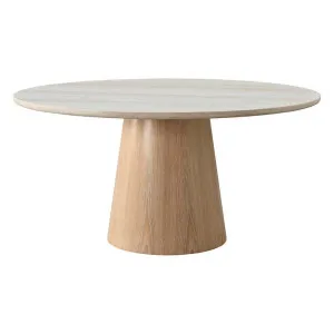 Serenza Light Travertine and Weather Oak Timber Round Dining Table - 150cm by James Lane, a Dining Tables for sale on Style Sourcebook