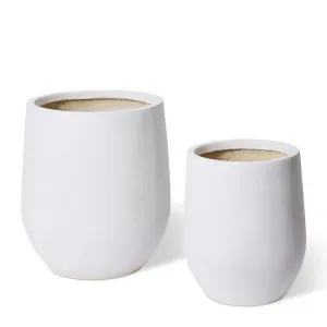Aiden Fibrestone Planter Set of 2 (Outdoor) Beige - 44/56cm by Elme Living, a Plant Holders for sale on Style Sourcebook