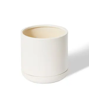 Angu Pot with Tray White - 20cm by Elme Living, a Plant Holders for sale on Style Sourcebook