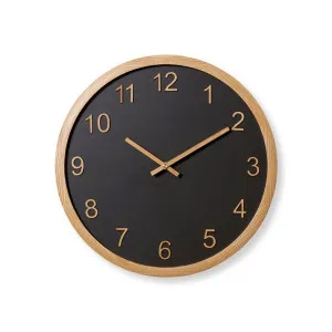 Kaylen Wall Clock Black/Natural - 40cm by Elme Living, a Clocks for sale on Style Sourcebook