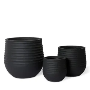 Knox Stonelite Planter Set of 3 (Outdoor) Black - 49cm by Elme Living, a Plant Holders for sale on Style Sourcebook
