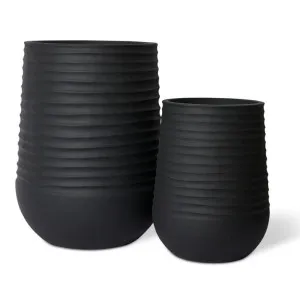 Knox Tall Stonelite Planter Set of 2 (Outdoor) Black - 70cm by Elme Living, a Plant Holders for sale on Style Sourcebook