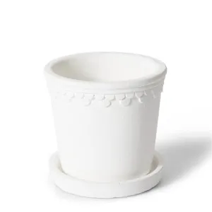 Sophia Pot w. Saucer White - 11cm by Elme Living, a Plant Holders for sale on Style Sourcebook