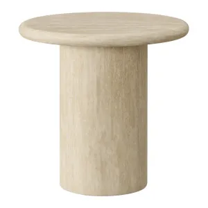 Athens Side Table Mocha Travertine Marble Round by James Lane, a Side Table for sale on Style Sourcebook