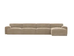 Copenhagen Muse Soft Brown Sofa - 4 Seater RAF Chaise by James Lane, a Sofas for sale on Style Sourcebook