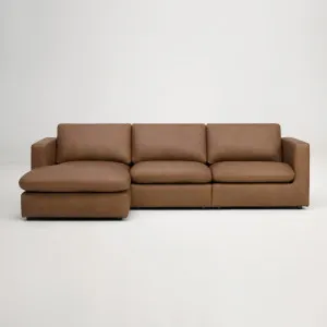 Hudson Mini Leather Left Chaise Sofa - Tuscany Tan by Lounge Lovers, a Sofas for sale on Style Sourcebook