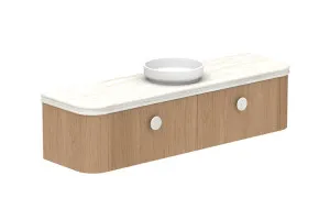 Surry 1800 Wall Hung Centre Bowl, Wall Hung, Boston Oak, 60mm Curved Royale Benchtop Upgrade by ADP, a Vanities for sale on Style Sourcebook