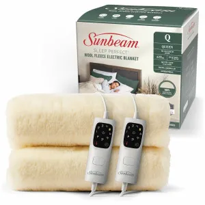 Sunbeam Sleep Perfect Wool Fleece Anti Bacterial Queen Electric Blanket BLW6651 by Sunbeam, a Bedding for sale on Style Sourcebook