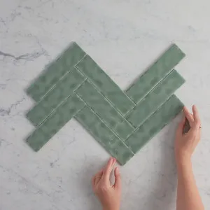 Jade Green Mini Subway Tile by TileCloud, Gloss Finish by TileCloud, a Subway Tiles for sale on Style Sourcebook