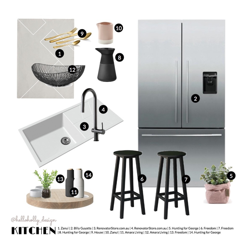 BW Kitchen Mood Board by hollymiskimmin on Style Sourcebook