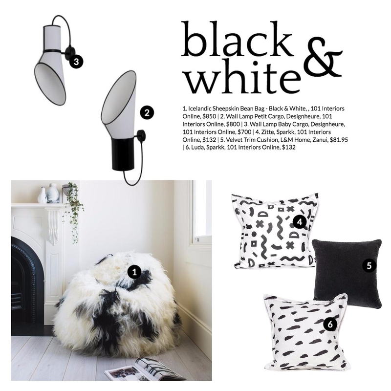 Black &amp; White Mood Board by 101 Interiors Online on Style Sourcebook