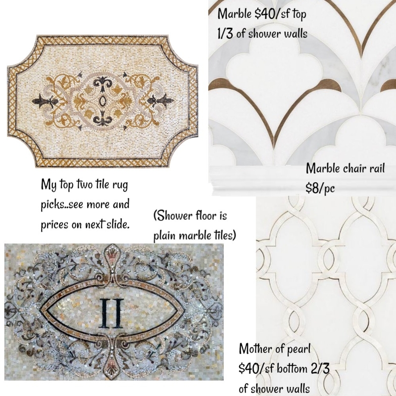 Monis-Wright Master bath tile layout Mood Board by Nicoletteshagena on Style Sourcebook