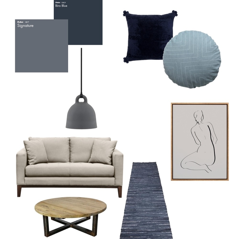 Moody Blue Living Mood Board by undefined on Style Sourcebook