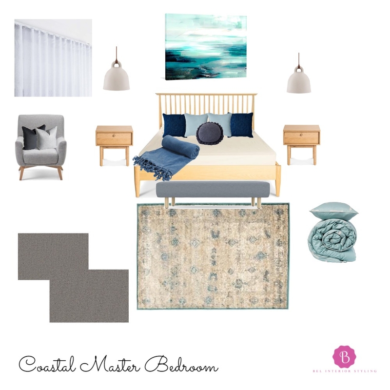 Coastal Master Bedroom Mood Board by Bel Interior Styling on Style Sourcebook