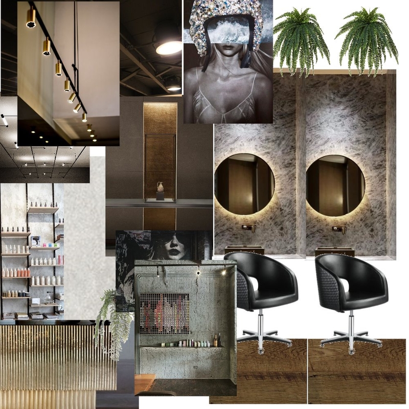 Metallic Grunge Salon Mood Board by juliefisk on Style Sourcebook