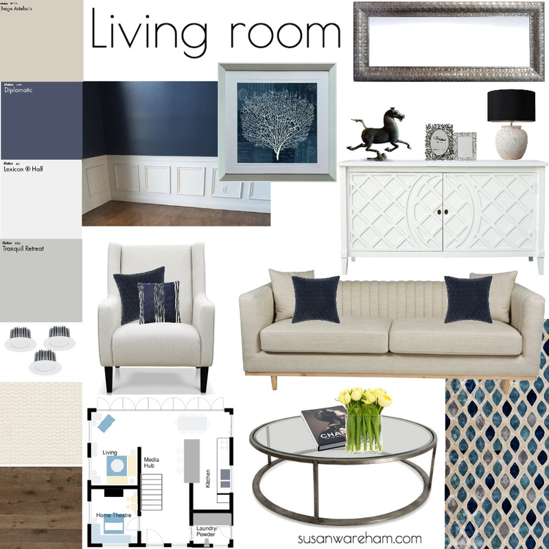 Living Room Renovation Sample Board Mood Board by www.susanwareham.com on Style Sourcebook