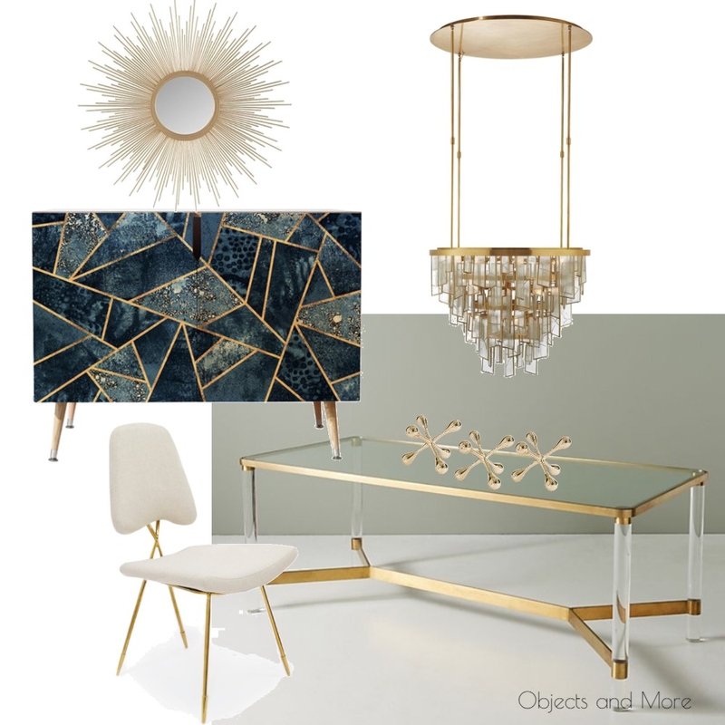 Gold &amp; Blue dining- ObjectsandMore.com Mood Board by Sahar Ghazale on Style Sourcebook