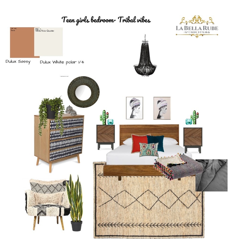 Teen Girls Bedroom - Tribal vibes Mood Board by La Bella Rube Interior Styling on Style Sourcebook