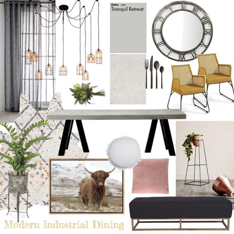 Modern Industrial Dining Room Mood Board by Amyletitiabrown on Style Sourcebook