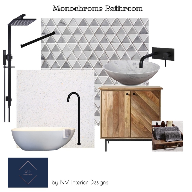 Monochrome Bathroom Mood Board by NicoleVella on Style Sourcebook