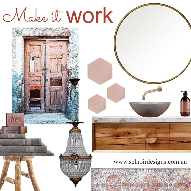 Rustic romantic ensuite Mood Board by Sel Noir Designs  on Style Sourcebook