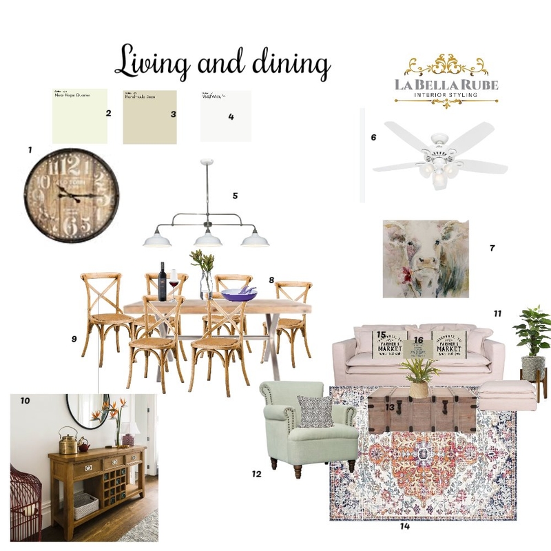 Modern farmhouse living and dining Mood Board by La Bella Rube Interior Styling on Style Sourcebook