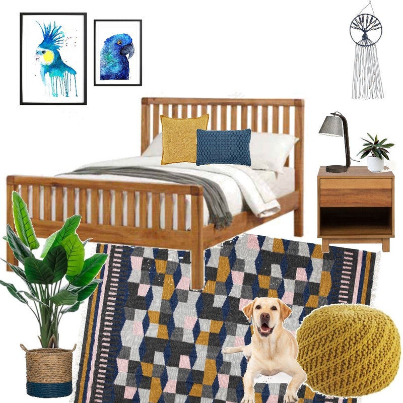 mustard and blue Mood Board by donovaninthewild on Style Sourcebook