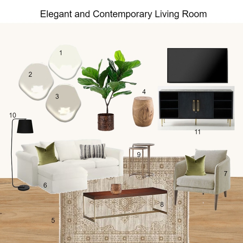 Elegant and Contemporary Living Room Mood Board by dorothy on Style Sourcebook