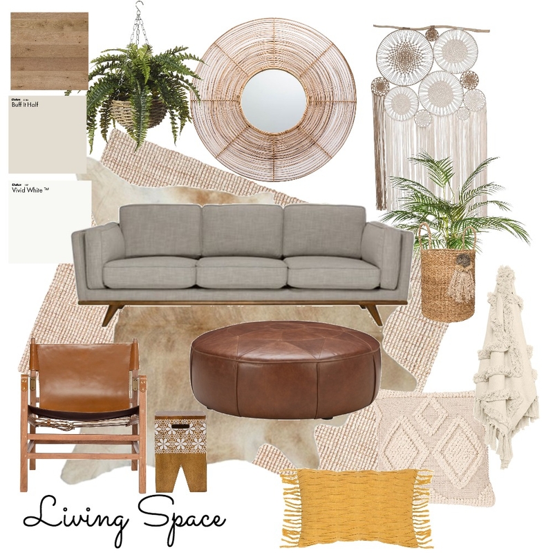 Boho Living Space Yellow Mood Board by bronwynfox on Style Sourcebook