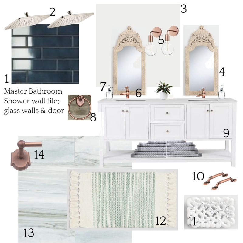 Master Bathroom Interior Design Mood Board by LaurenElizabethDesigns