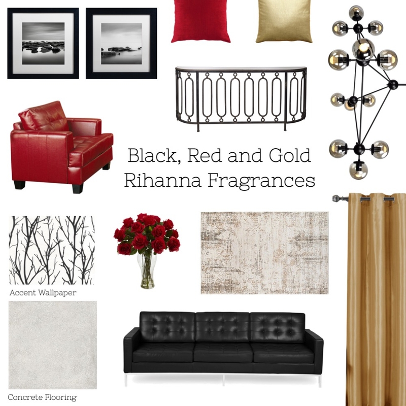 Black, Red and Gold Mood Board by alyssaig on Style Sourcebook