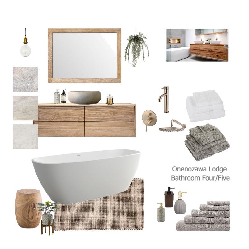 Onenozawa Lodge Bathroom Four/Five Mood Board by aliceandloan on Style Sourcebook