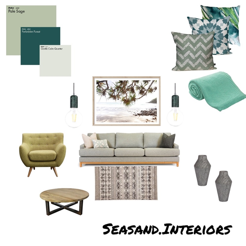 Greeny  Living room Mood Board by Seasand.interiors on Style Sourcebook