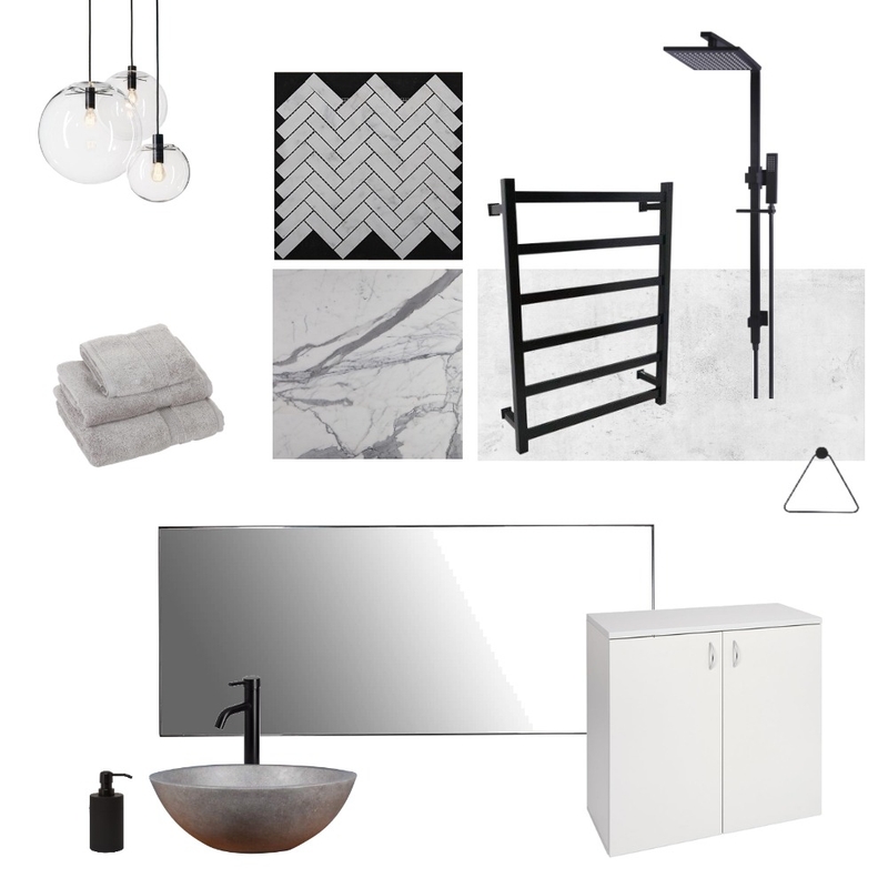 Bathroom concrete and marble black Mood Board by Holi Home on Style Sourcebook
