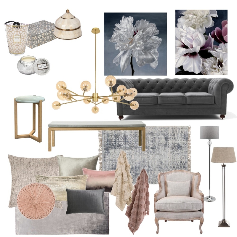 Hamptons In Pink and Grey Mood Board by Jo Laidlow on Style Sourcebook