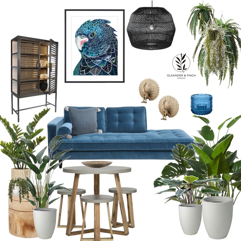 Peacock Botanical Mood Board by Oleander & Finch Interiors on Style Sourcebook