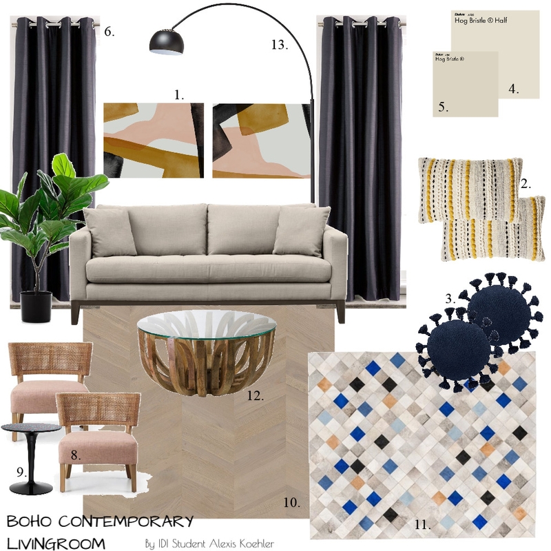 Boho Contemporary Livingrom Mood Board by AlexisK on Style Sourcebook