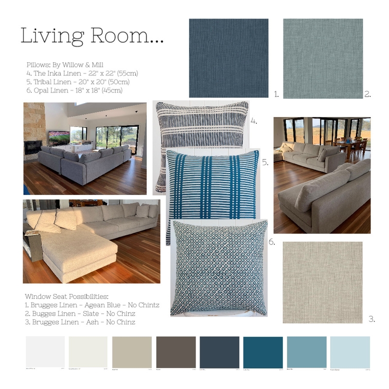 Living Room - Blues - x3 Pillows Mood Board by lmg interior + design on Style Sourcebook